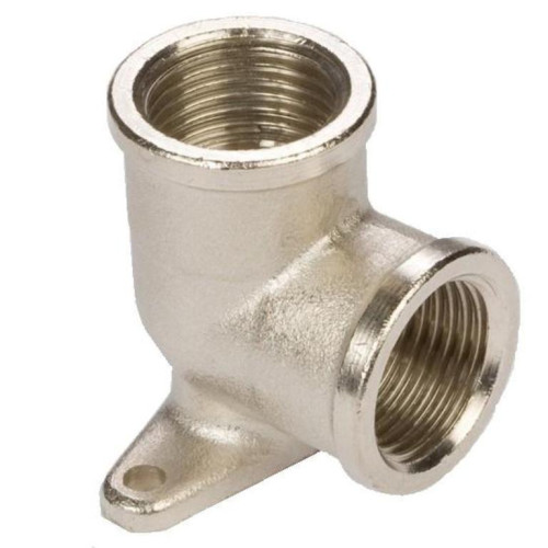 Угольник с креплением ВР никелированный резьбовой 1/2" Stout Угольник с креплением ВР никелированный резьбовой 1/2" Stout