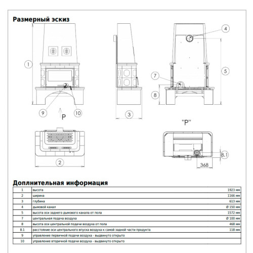 Печь-камин ABX Laponie II P OX коричневый