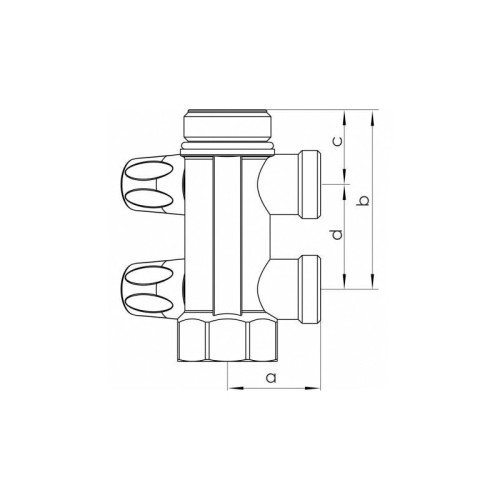 Распределительный коллектор Rehau 1"x3/4" -4 отвода евроконус Распределительный коллектор Rehau 1"x3/4" -4 отвода евроконус
