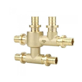 Шестивыводной распределительный блок Varmega Slide-fit 20-2.8х16-2.2х16-2.2*2 латунный