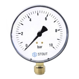 Манометр радиальный (корпус Dn 100 мм, шкала 0-10 бар, 1/2") Stout
