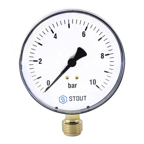 Манометр радиальный (корпус Dn 100 мм, шкала 0-10 бар, 1/2") Stout