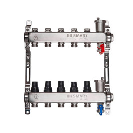 Коллектор нержавеющий Smart Install 10 выходов 1"-3/4" с термостатическими клапанами