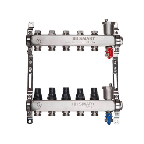 Коллектор нержавеющий Smart Install 11 выходов 1"-3/4" с термостатическими клапанами Коллектор нержавеющий Smart Install 11 выходов 1"-3/4" с термостатическими клапанами