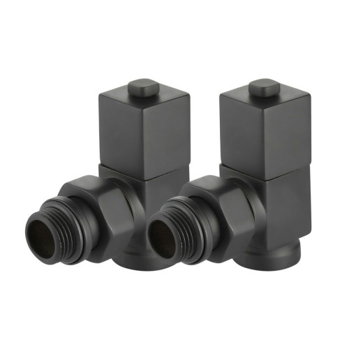 Набор дизайн-вентилей Royal Thermo CUBE, угловой (Черный) 1/2" Набор дизайн-вентилей Royal Thermo CUBE, угловой (Черный) 1/2"