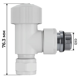 Набор термостатический угловой Royal Thermo Design Pro 15мм М30х1,5 (Белый) под трубки