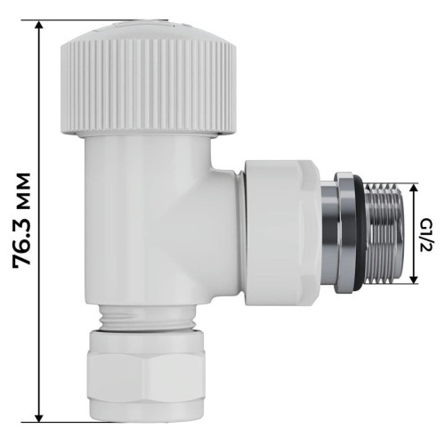 Набор термостатический угловой Royal Thermo Design Pro 15мм М30х1,5 (Белый) под трубки Набор термостатический угловой Royal Thermo Design Pro 15мм М30х1,5 (Белый) под трубки