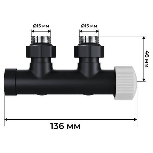 Узел нижнего подключения термостатический угловой Royal Thermo Design Pro 15мм М30х1,5 (Черный) Узел нижнего подключения термостатический угловой Royal Thermo Design Pro 15мм М30х1,5 (Черный)