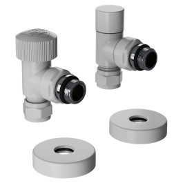 Набор термостатический угловой Royal Thermo Design Pro 15мм М30х1,5 (Белый) под трубки