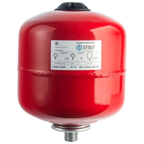 Расширительный бак для систем отопления с диафрагмой на 8 л (цвет красный) Stout