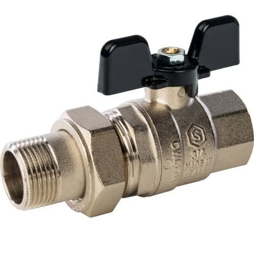 Кран шаровой полнопроходной с американкой ВР/НР ручка бабочка 1/2 Stout Кран шаровой полнопроходной с американкой ВР/НР ручка бабочка 1/2 Stout