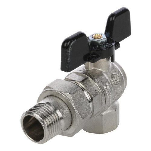 Кран шаровой угловой с накидной гайкой полнопроходной (бабочка) 3/4" Stout Кран шаровой угловой с накидной гайкой полнопроходной (бабочка) 3/4" Stout