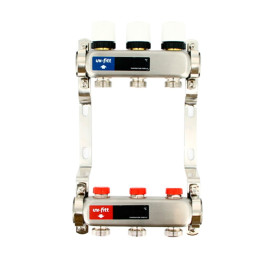 Коллектор из нержавеющий стали Uni-Fitt Techno 3/4"x1" 3 выхода для радиаторов