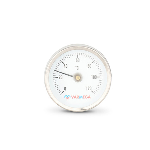 Термометр биметаллический накладной Varmega, 63мм, с пружиной Термометр биметаллический накладной Varmega, 63мм, с пружиной