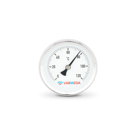 Термометр биметаллический с погружной гильзой Varmega, 1/2" 100мм, штуцер 100мм