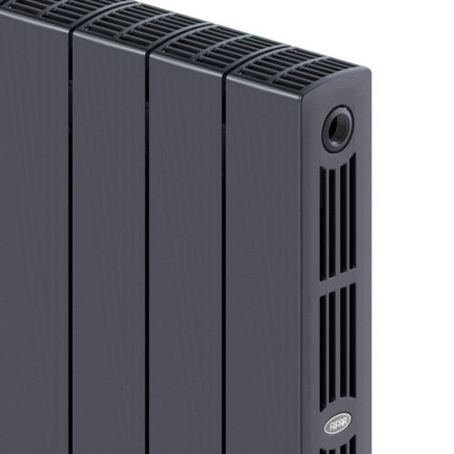 Биметаллический радиатор Rifar SUPReMO 350 8 секций цвет Титан (нижнее правое подключение)