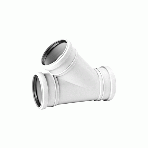 Тройник канализационный трёхраструбный Uponor Decibel 110/75мм 45° (арт.1089598)