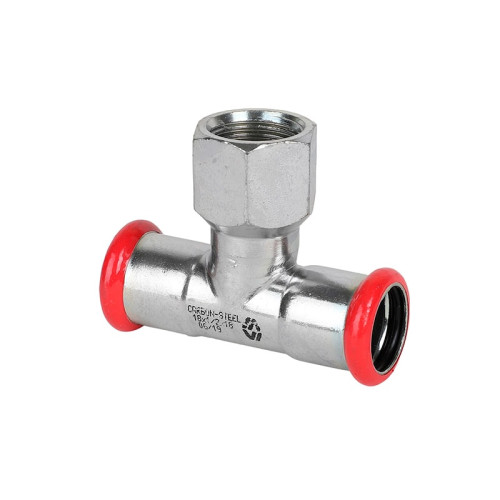 Тройник с ВР резьбой из оцинкованной стали MVI 15x1/2"x15 мм