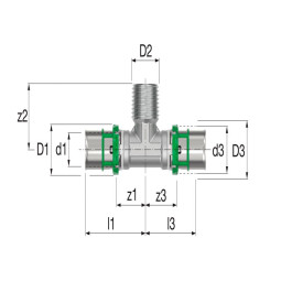 Пресс тройник COMAP НР резьба 32х32х3/4" мм