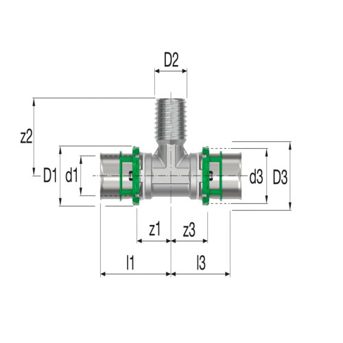 Пресс тройник COMAP НР резьба 32х32х3/4" мм