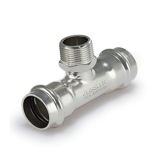 Пресс-тройник из нержавеющей стали Tim с НР резьбой 22х3/4" мм