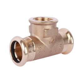 Тройник Sanha 22x3/4"x22 мм с ВР резьбой бронзовый под пресс арт.181302234