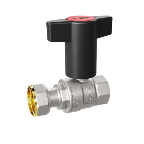 Кран шаровой LD с НГ гайкой 1/2" Т-образная ручка красная Кран шаровой LD с НГ гайкой 1/2" Т-образная ручка красная