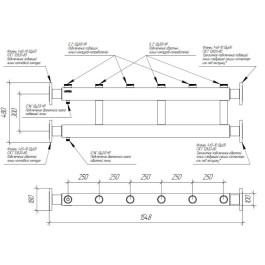 Коллектор нержавеющий модульный Gidruss MKSS-400-3х50 до 400 кВт ДУ65 3 контура