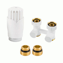 Комплект для нижнего подключения угловой Delta 3/4"x3/4" D=50 мм с термоголовкой М30x1.5 белый