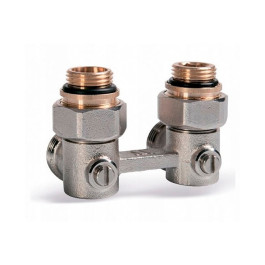 Узел нижнего подключения угловой TIM 1/2"х3/4" с комплектом адаптеров и шаровым краном