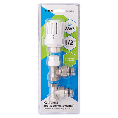 Комплект терморегулирующий угловой MVI 3/4" для подключения радиатора 3в1