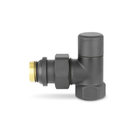 Клапан запорный радиаторный угловой Varmega 1/2" резьба ВР/НР, цвет черный