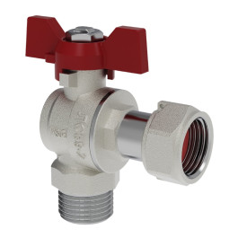 Кран шаровой угловой V&G Valogin 1/2" с НГ гайкой ВР/НР резьба, ручка бабочка