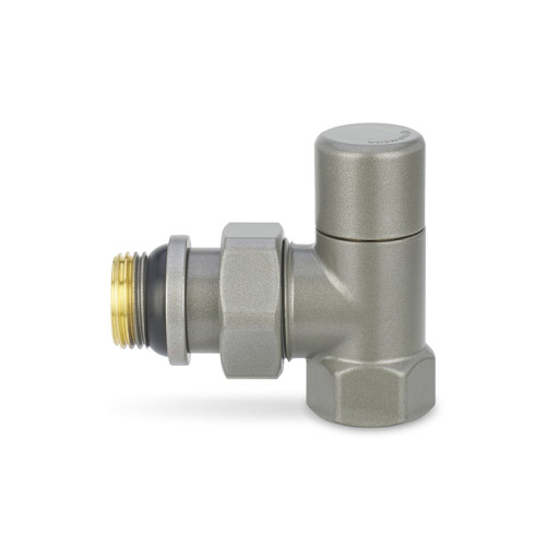 Клапан запорный радиаторный угловой Varmega 1/2"х3/4"EK резьба НР/НР, цвет серый