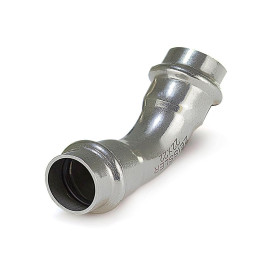 Пресс-угольник двухраструбный 45° из нержавеющей стали Tim 15 мм