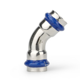 Угол 45° двухраструбный Varmega Inox Press 15х15 мм