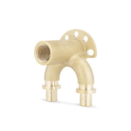 Угол проходной с креплением латунный Varmega Slide-fit с ВР резьбой 16х16х1/2"мм