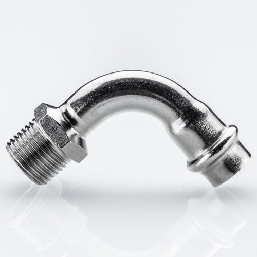 Пресс-отвод 90° Valtec 15х1/2" с НР резьбой из нержавейки арт.VTi.957.I.001504 Пресс-отвод 90° Valtec 15х1/2" с НР резьбой из нержавейки арт.VTi.957.I.001504