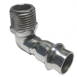 Угол Rommer из нержавеющей стали с НР резьбой 15х1/2" мм