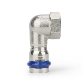 Угол раструбный Varmega Inox Press с ВР резьбой 15х1/2" мм