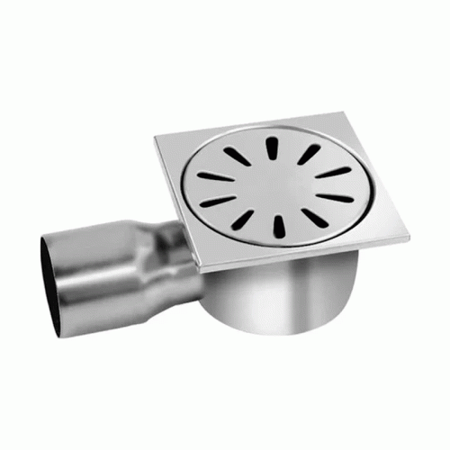 Трап для душа TIM нержавеющий 100х100 мм горизонтальный выпуск