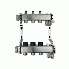 Коллектор с запорными клапанами сталь нержавеющая Usystems UN на 7 выходов 1"x3/4" евроконус