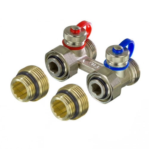 Узел нижнего подключения прямой TIM 1/2"х3/4" с комплектом адаптеров