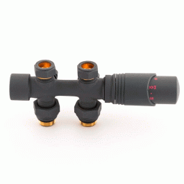 Узел нижнего подключения универсальный Delta Duo антрацит с термоголовкой М30x1.5