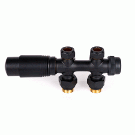 Узел нижнего подключения универсальный Delta Duo черный RAL 9005 с термоголовкой М30x1.5