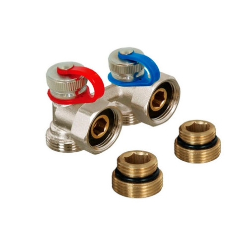 Узел нижнего подключения угловой TIM 1/2"х3/4" с комплектом адаптеров