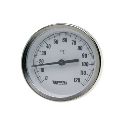 Термометр биметаллический Watts F+R801 (1/2" 120С°.) с погружной гильзой 80х50мм Термометр биметаллический Watts F+R801 (1/2" 120С°.) с погружной гильзой 80х50мм