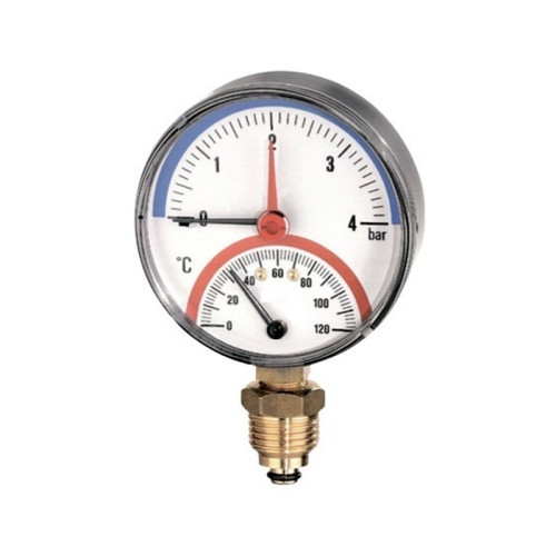 Термоманометр радиальный Watts F+R828 (1/2" 10 бар 120С° 80мм.) Термоманометр радиальный Watts F+R828 (1/2" 10 бар 120С° 80мм.)