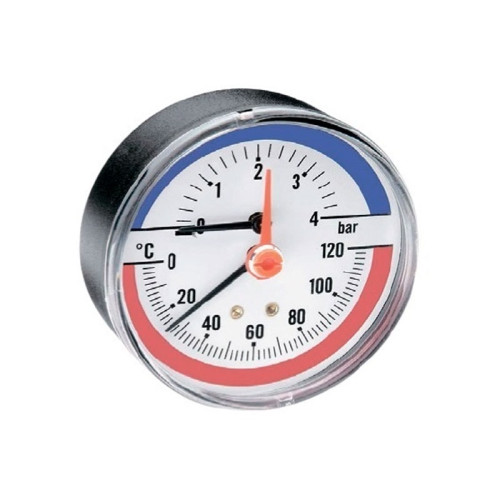 Термоманометр аксиальный Watts F+R818 (1/2" 10 бар 120С° 80мм.) Термоманометр аксиальный Watts F+R818 (1/2" 10 бар 120С° 80мм.)