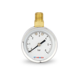 Манометр Varmega, 1/4" 50мм, 6 Бар, с верхним подключением